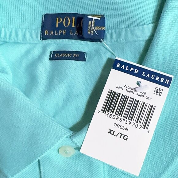 Ralph Lauren Men’s Classic Fit Mesh Polo Shirt XL 185 104A Green NWT Small Pony - Picture 5 of 5